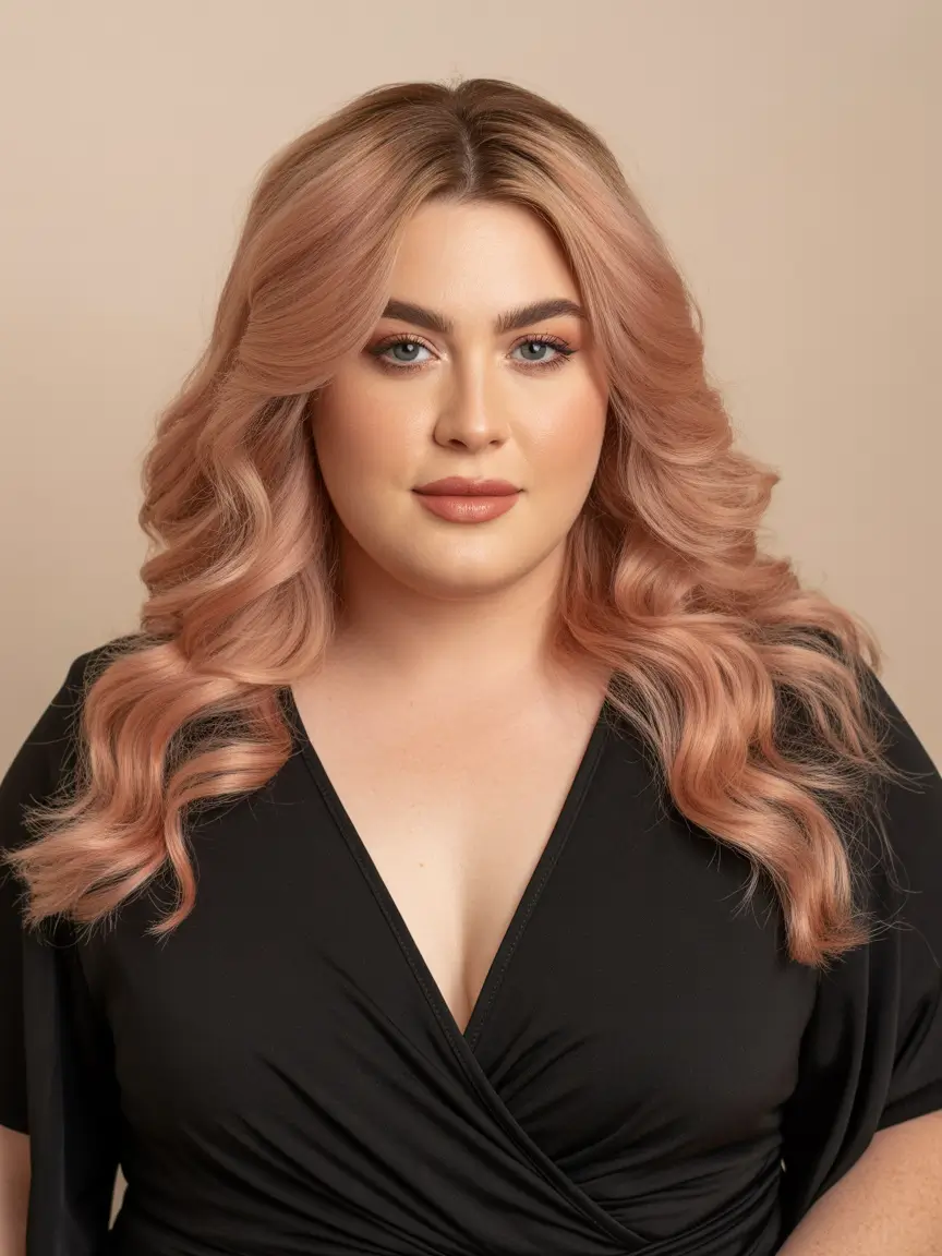Plus Size Haircuts Winter 2025–2026 Romantic Long Layers in Pastel Rose