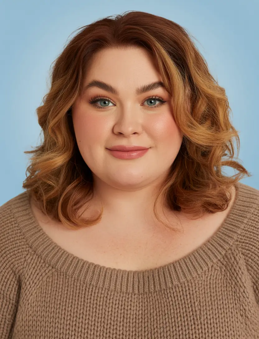 Plus Size Haircuts Winter 2025–2026 Warm Auburn Lob with Soft Curls