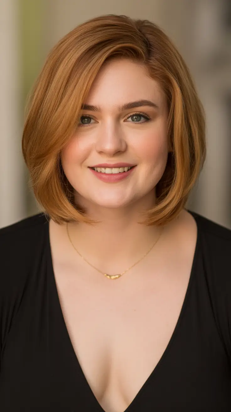 Plus Size Haircuts Winter 2025–2026 Classic Bob in Warm Ginger