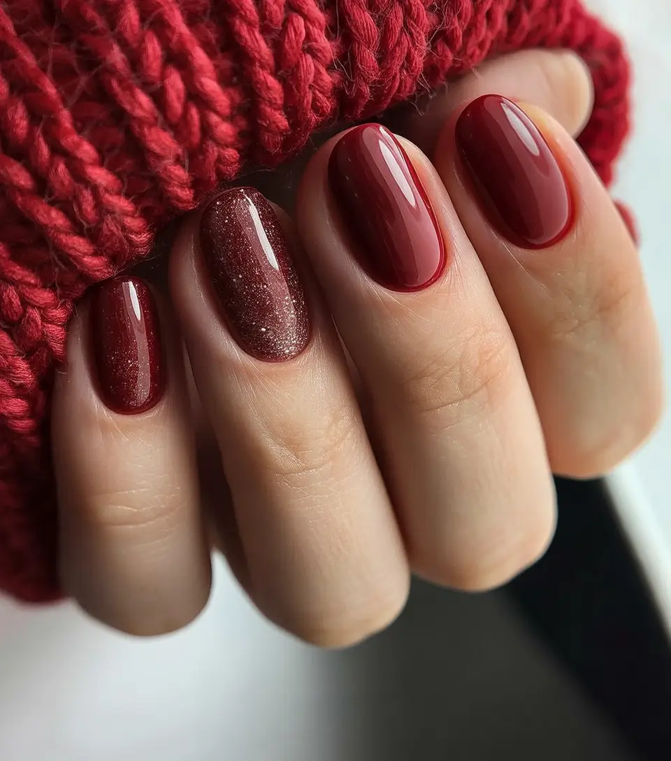 Red Winter Nails 2025–2026 Warm Berry Glow