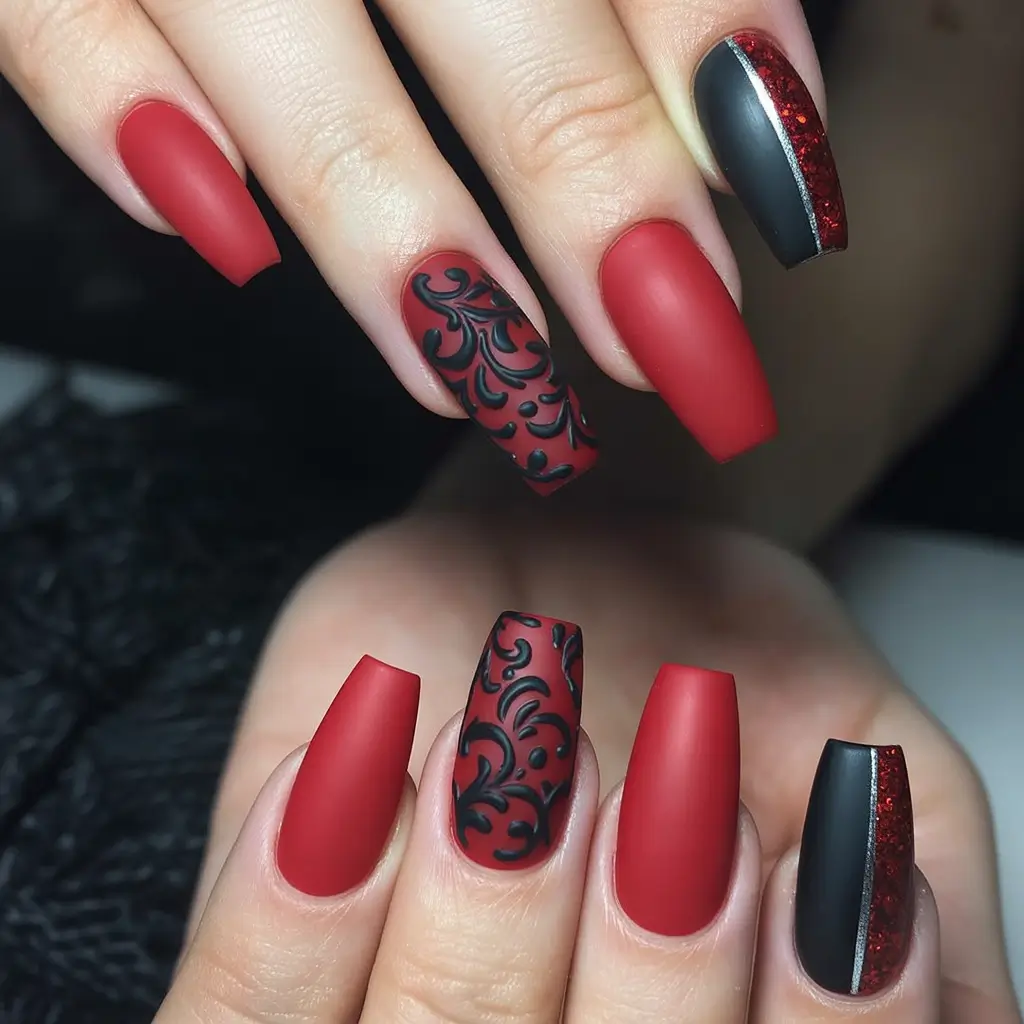 Red Winter Nails 2025–2026 Velvet Matte Luxury