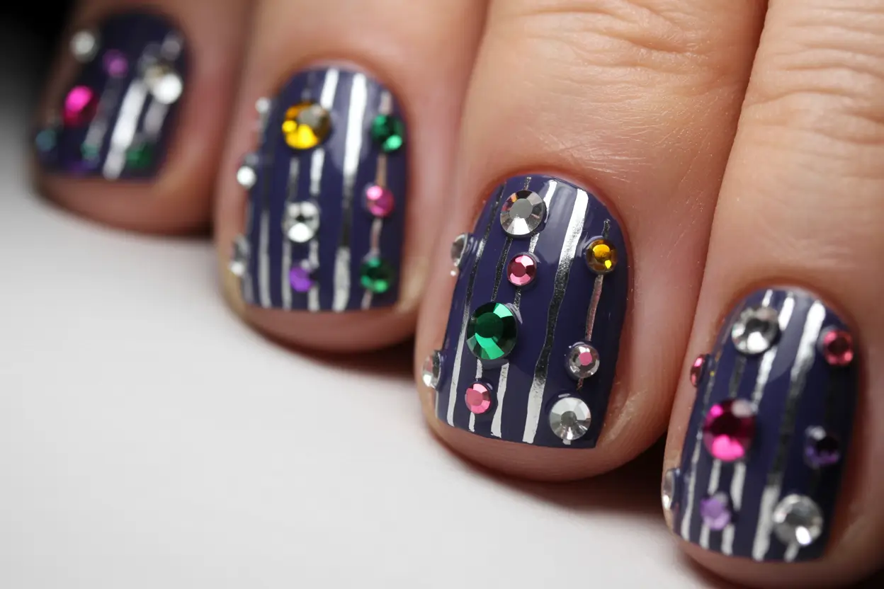 Short Gel Nails Winter Color and Design 2025 2026 Rhinestone Glam