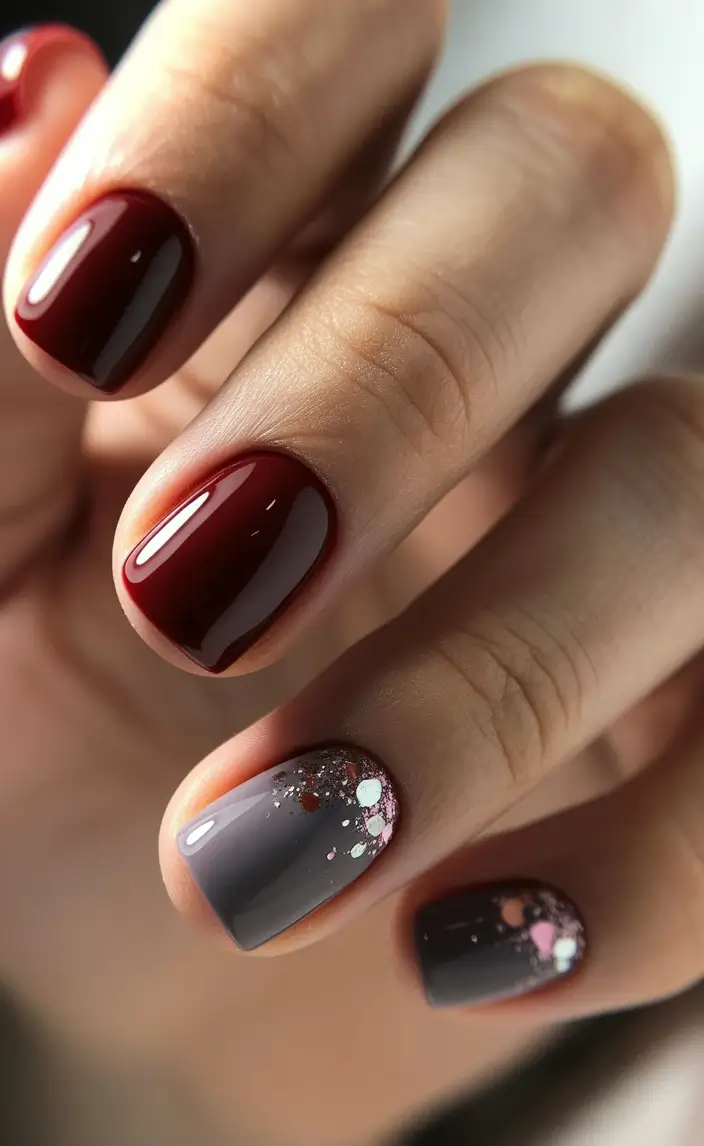 Short Gel Nails Winter Color and Design 2025 2026 Burgundy Taupe