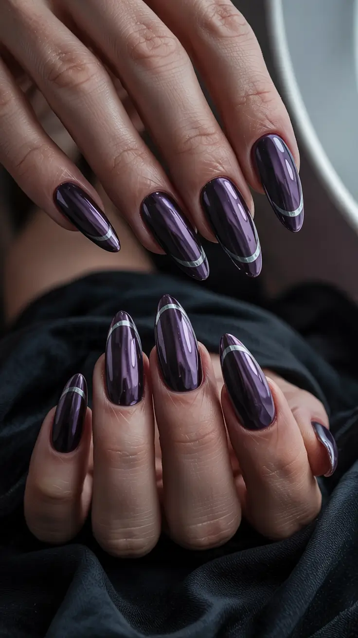 simple winter nails ideas 2025 2026 Platinum Chrome Mirage