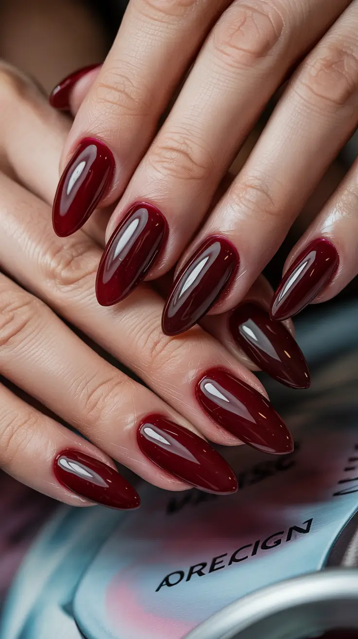 simple winter nails ideas 2025 2026 Classic Burgundy Elegance