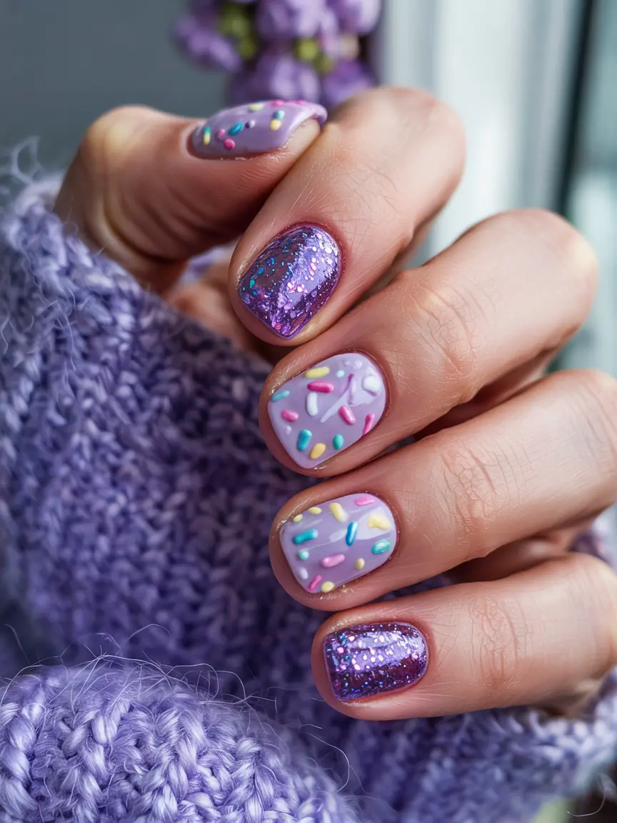Stylish Short Nails Winter 2025–2026 Sprinkle Joy