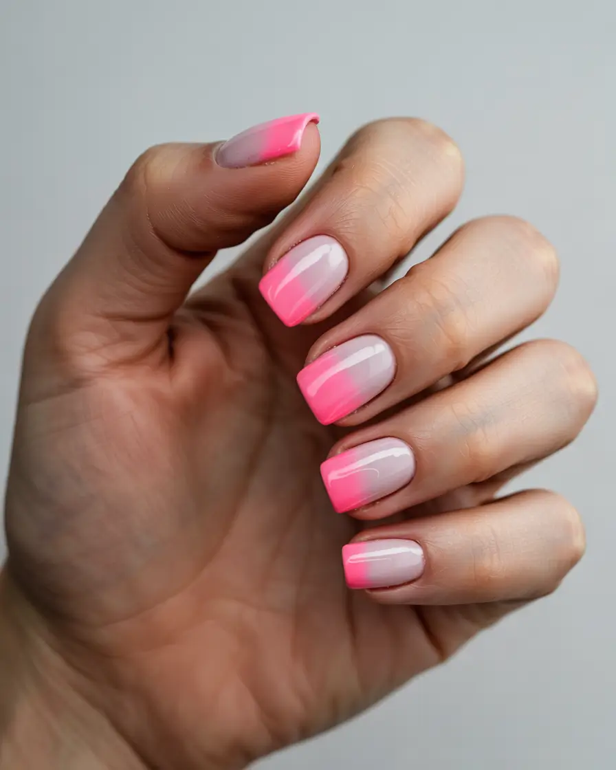 Stylish Short Nails Winter 2025–2026 Soft Neon Fade