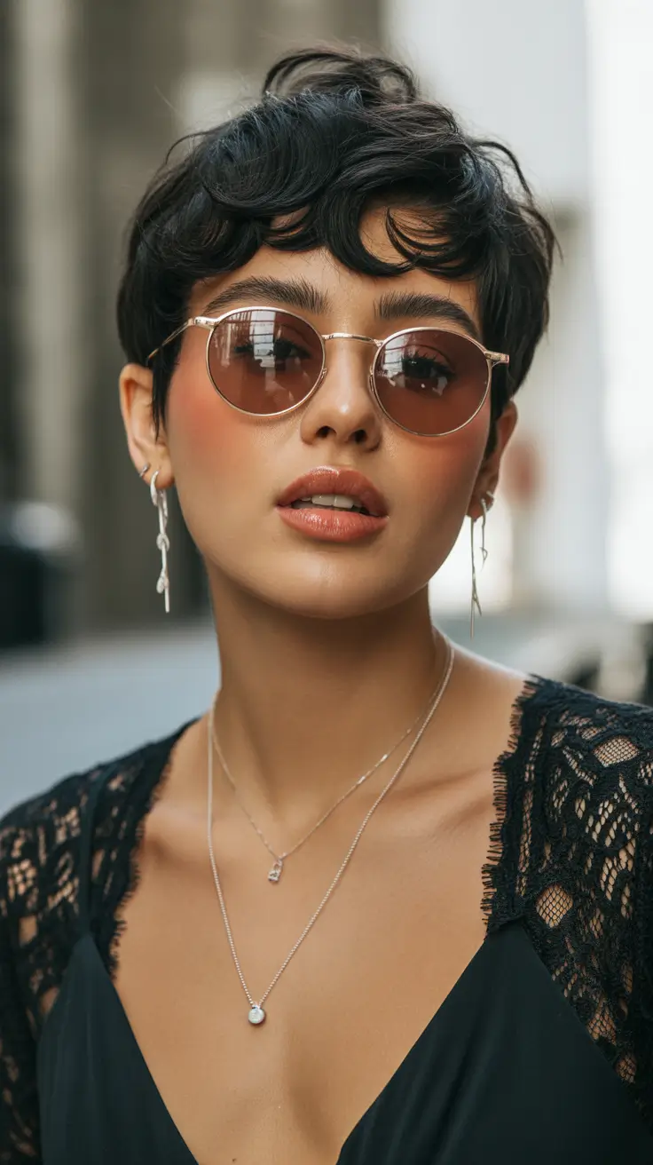 Stylish Short Winter Haircut Ideas 2025–2026 Curly Pixie with Retro Edge