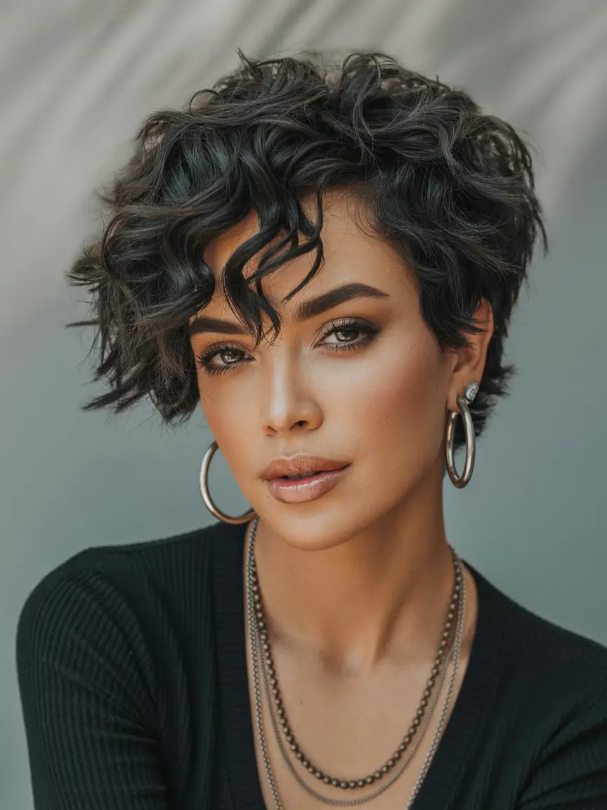 Stylish Short Winter Haircut Ideas 2025–2026 Curly Tousled Crop