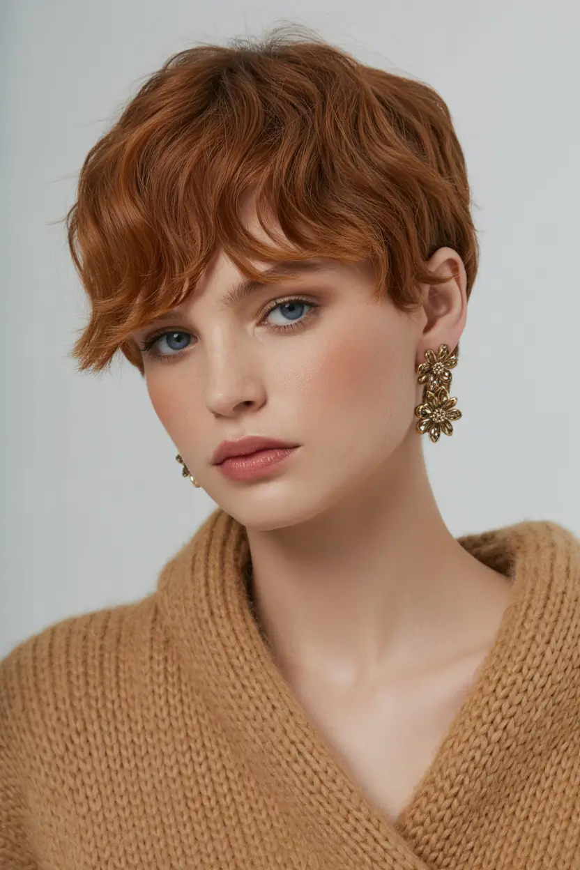 Stylish Short Winter Haircut Ideas 2025–2026 Short Copper Waves