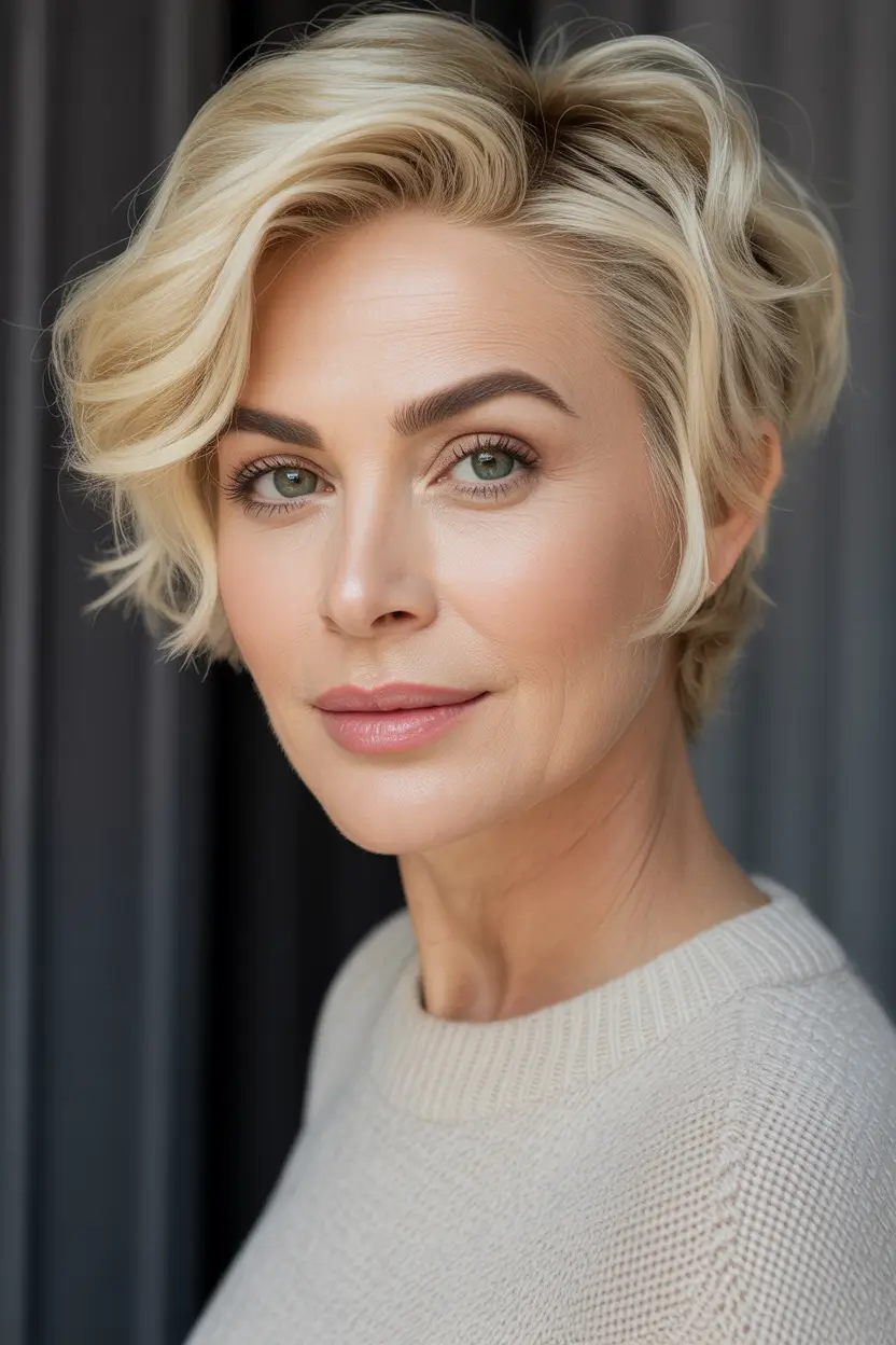 Winter 2025–2026 Haircuts and Colors for Women Over 50 Soft Blonde Elegance