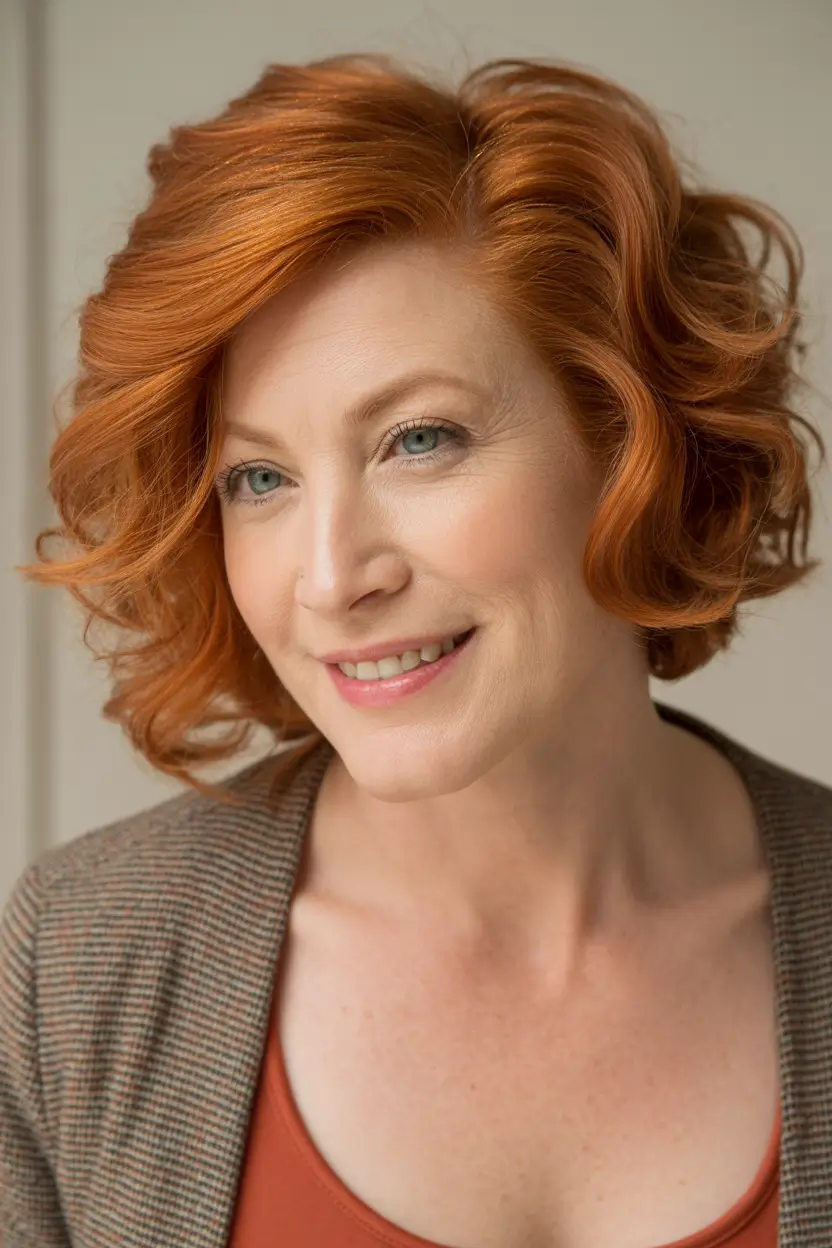 Winter 2025–2026 Haircuts and Colors for Women Over 50 Radiant Copper Charm