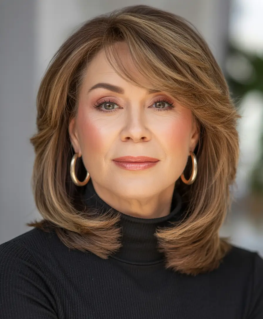 Winter 2025–2026 Haircuts and Colors for Women Over 50 Caramel Layers with a Chic Touch