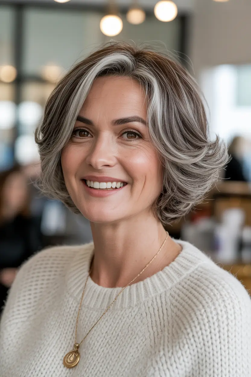 Winter 2025–2026 Haircuts and Colors for Women Over 50 Silver Bob Glow