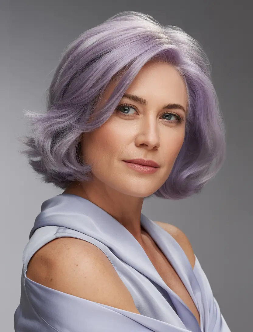 Winter 2025–2026 Haircuts and Colors for Women Over 50 Lavender Sophistication