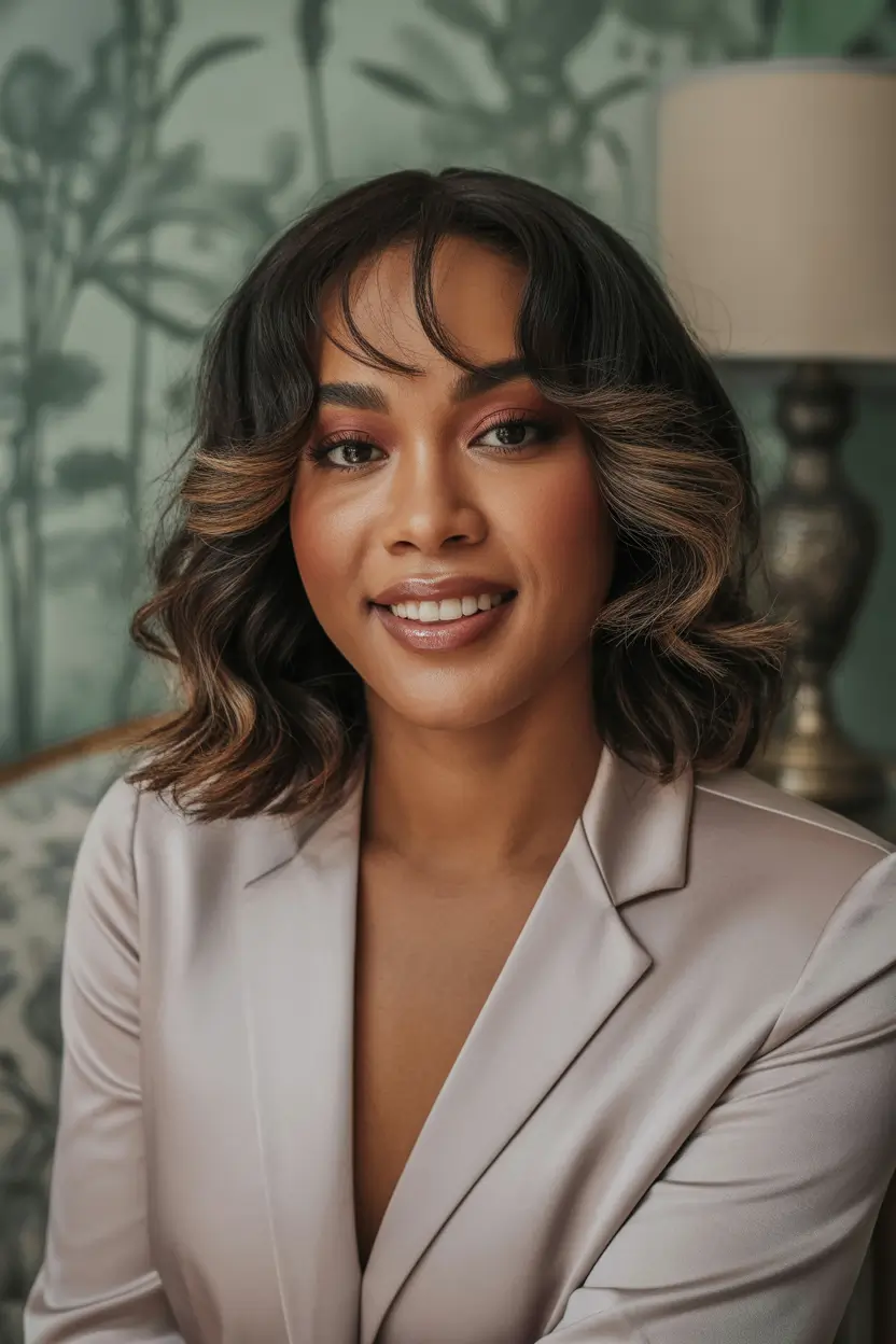 Winter 2025–2026 Hair Colors Trends Dark Skin Caramel Glow Waves