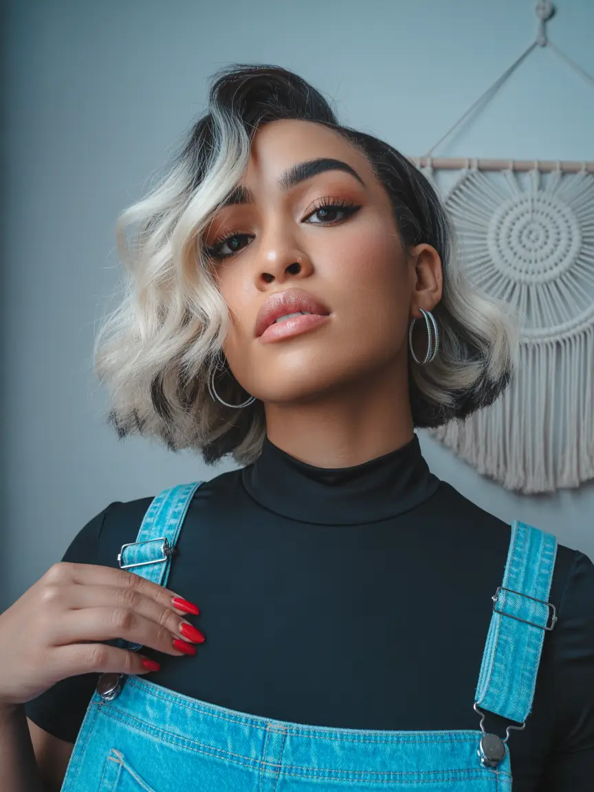 Winter 2025–2026 Hair Colors Trends Dark Skin Frosted Ombre Bob