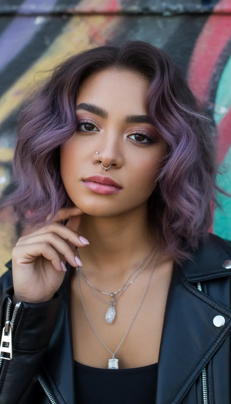 Winter 2025–2026 Hair Colors Trends Dark Skin Lavender Soft Waves