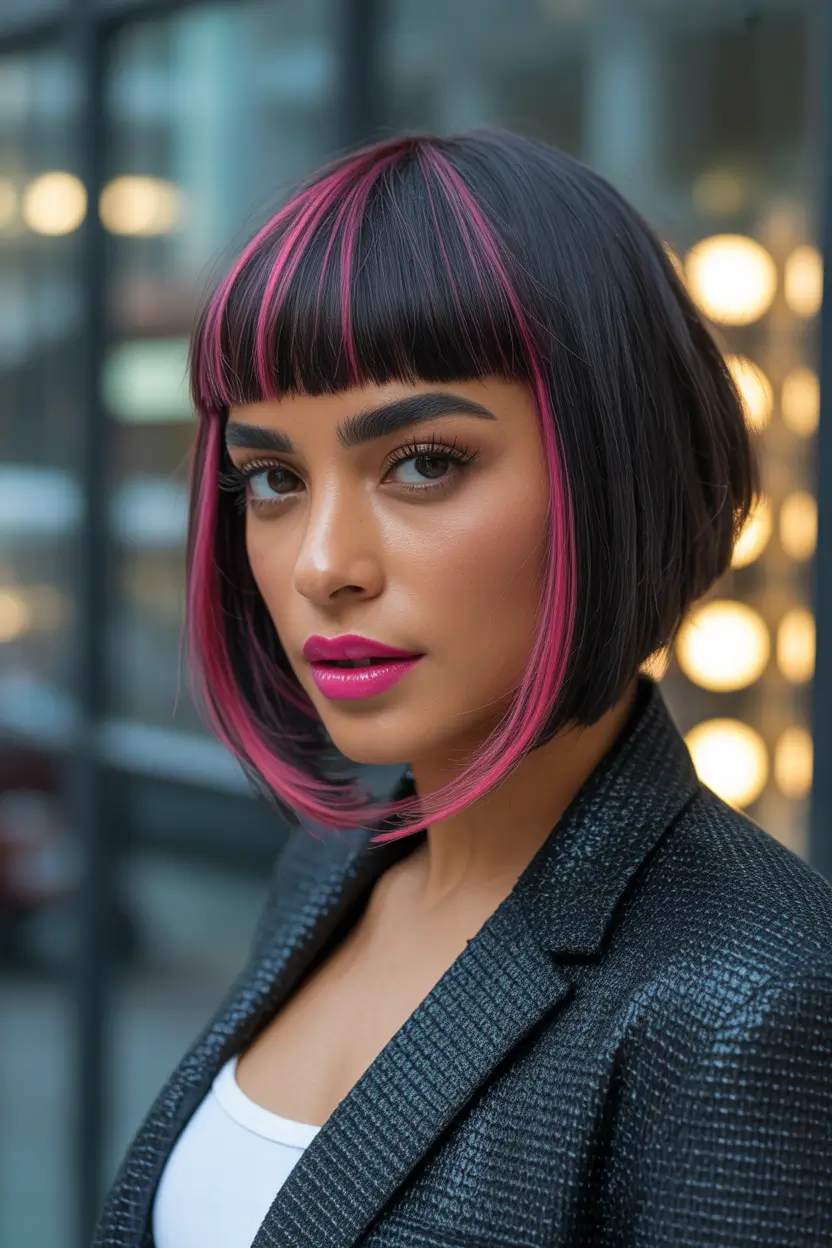 Winter 2025–2026 Hair Colors Trends Dark Skin Black Cherry Bob