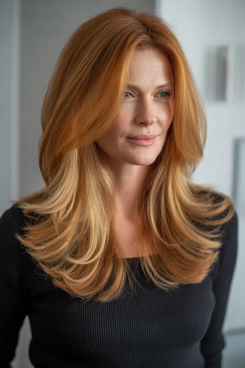 Winter 2025–2026 Haircuts and Colors for Women Over 40 Warm Copper Layers