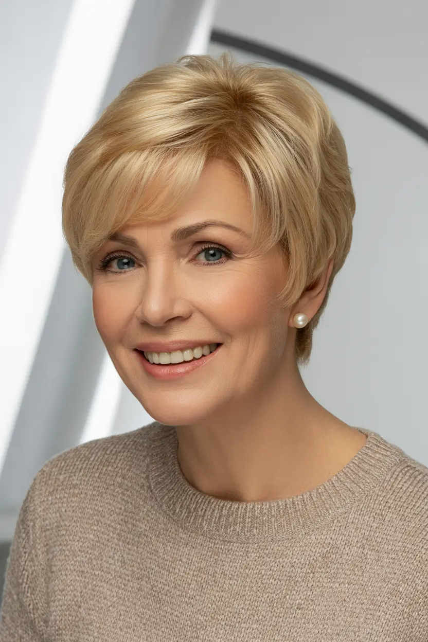 Winter 2025–2026 Haircuts and Colors for Women Over 60 Short Golden Pixie