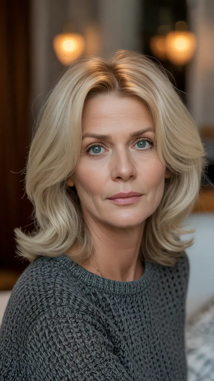 Winter 2025–2026 Haircuts and Colors for Women Over 60 Light Vanilla Blonde Layers