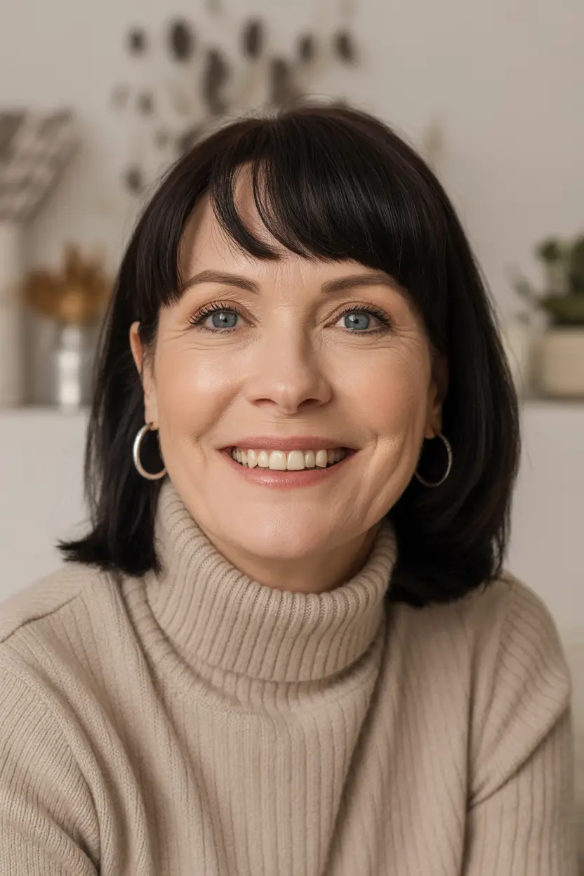 Winter 2025–2026 Haircuts and Colors for Women Over 60 Modern Bob with Jet Finish