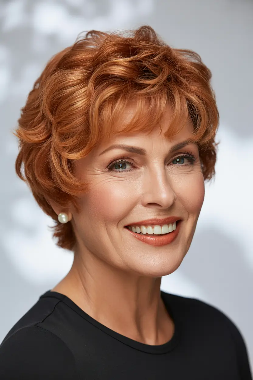 Winter 2025–2026 Haircuts and Colors for Women Over 60 Warm Copper Curls