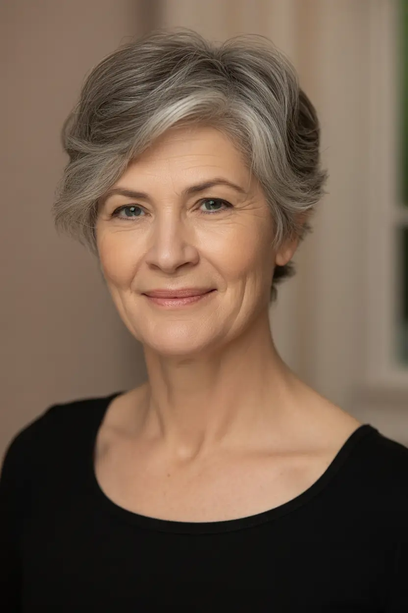 Winter 2025–2026 Haircuts and Colors for Women Over 60 Refined Grey Pixie