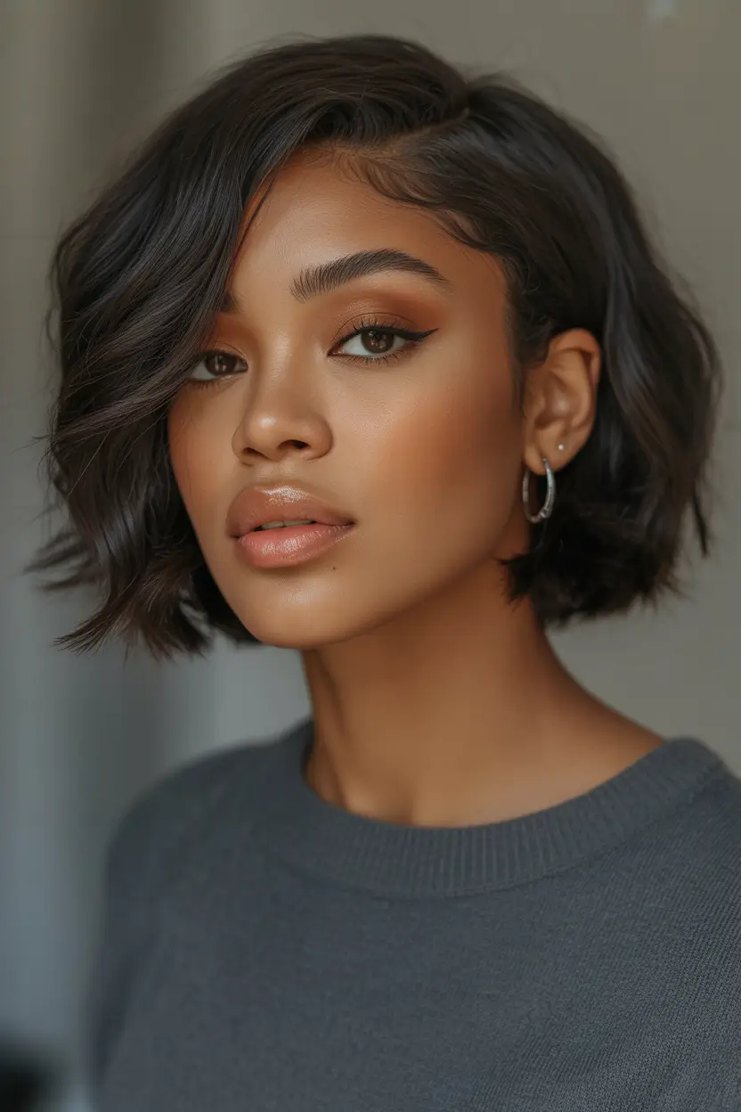 natural Soft Layered Bob with Natural Movement