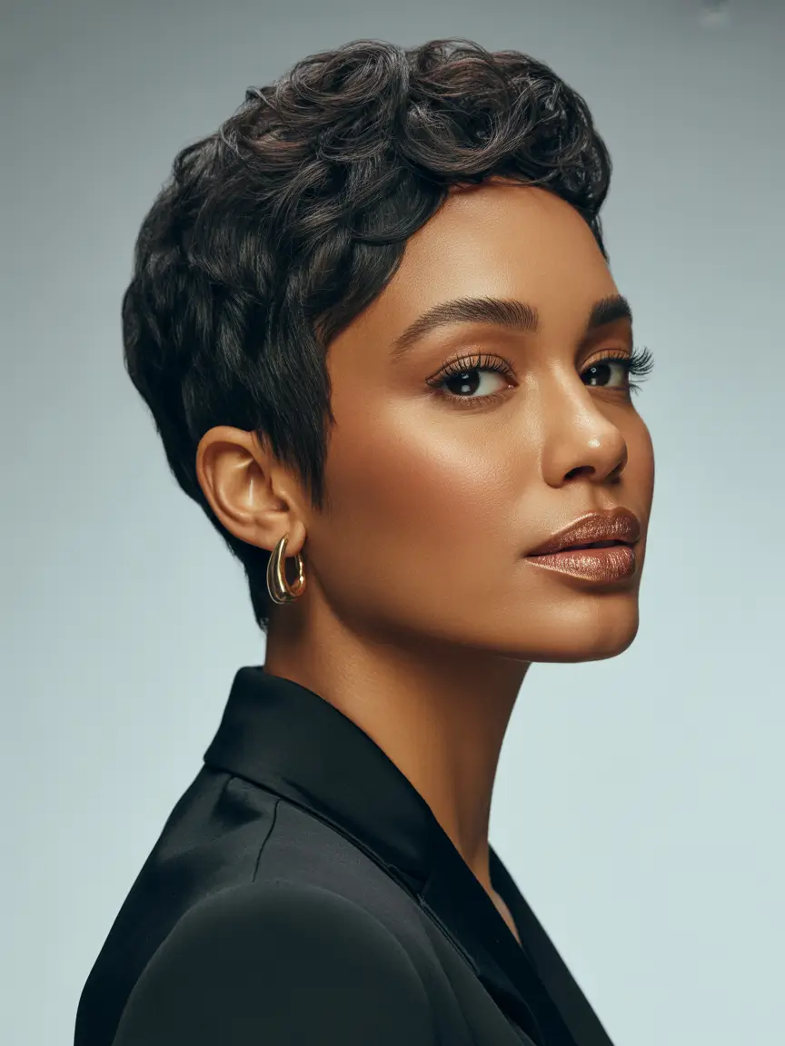 short hair Glossy Sculpted Pixie