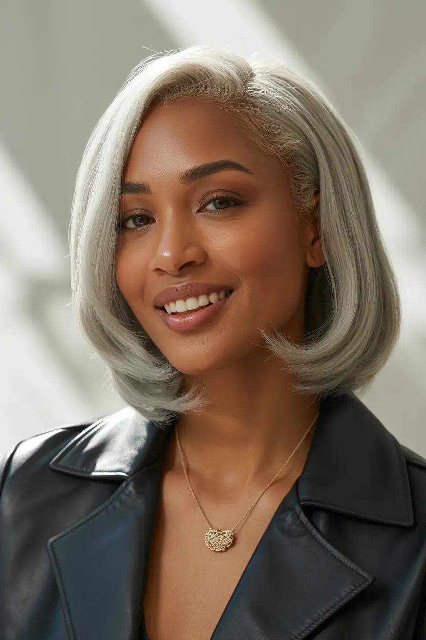 straight hair Silver Sleek Bob
