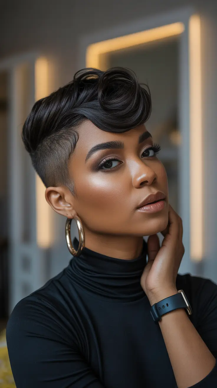 short hair Voluminous Pixie with Sculpted Bangs