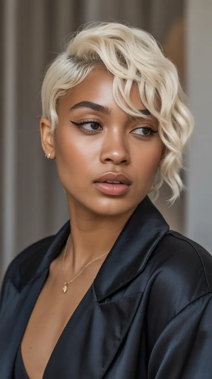 straight hair Platinum Blonde Waves