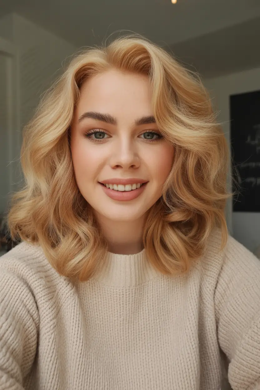 Winter 2025–2026 Medium Haircuts Soft Blonde Layers with Bounce
