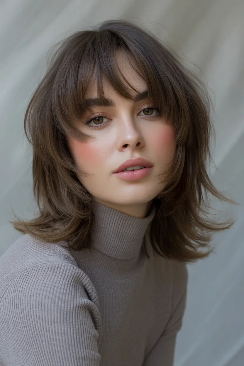 Winter 2025–2026 Medium Haircuts Feathered Layers with Curtain Bangs