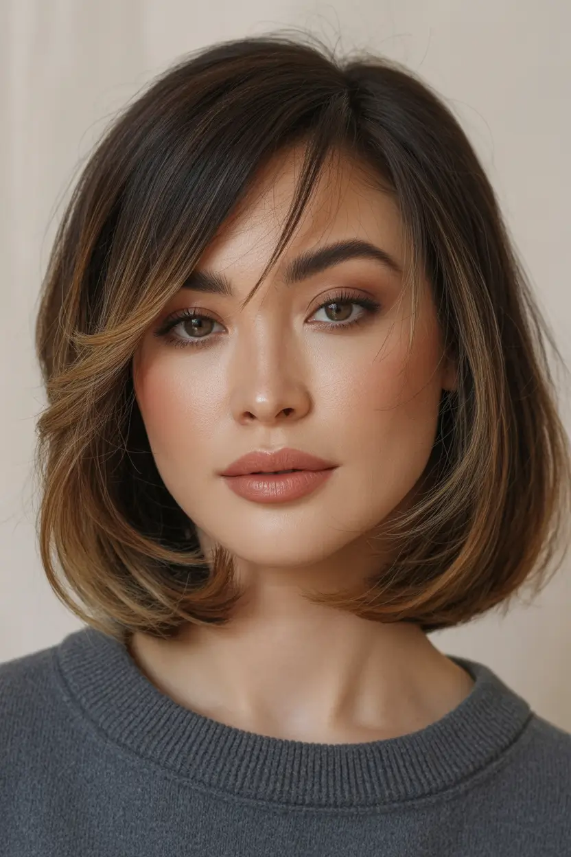 Winter 2025–2026 Medium Haircuts Brunette Bob with Subtle Layers