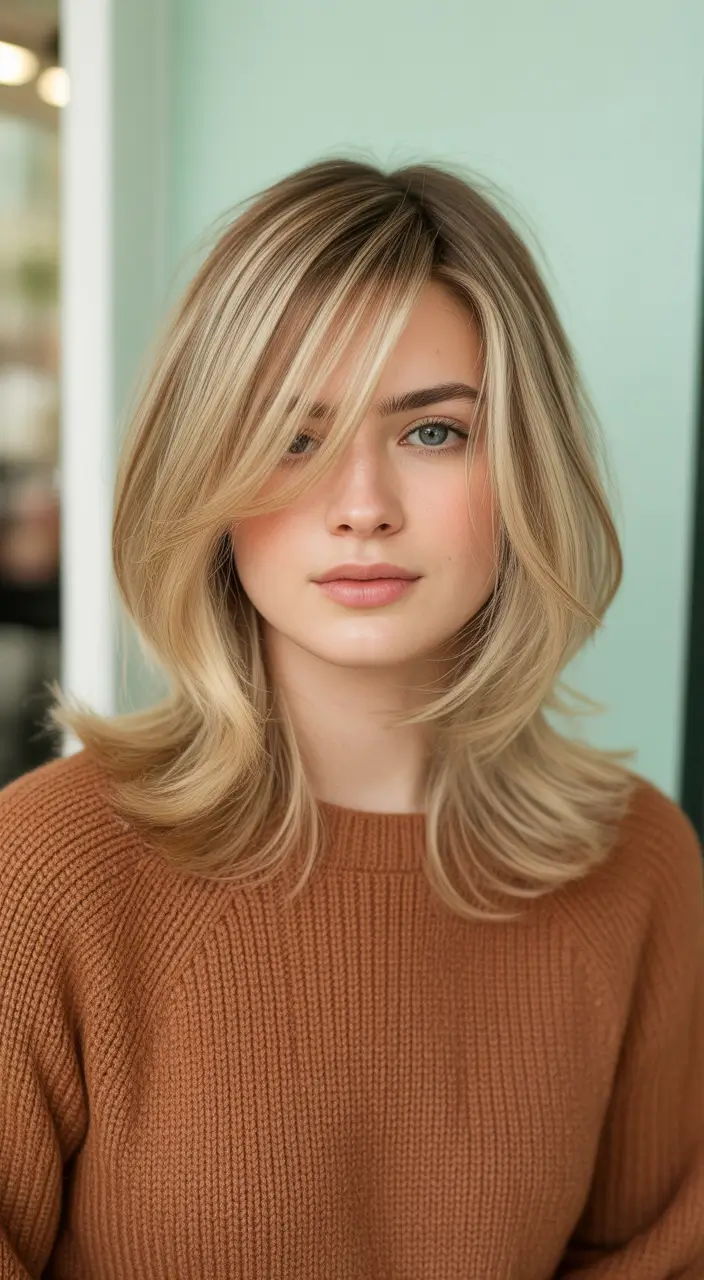 Winter 2025–2026 Medium Haircuts Blonde Butterfly Layers