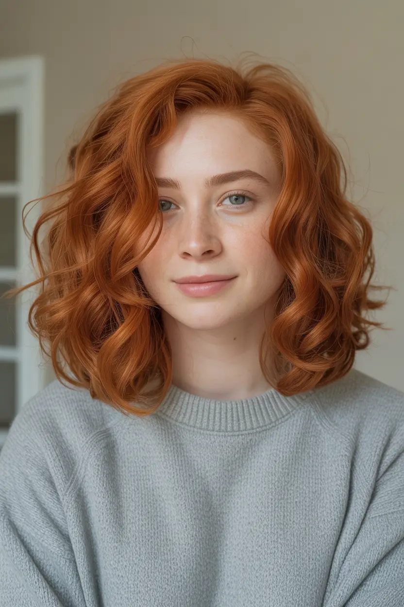 Winter 2025–2026 Medium Haircuts Copper Medium Curls