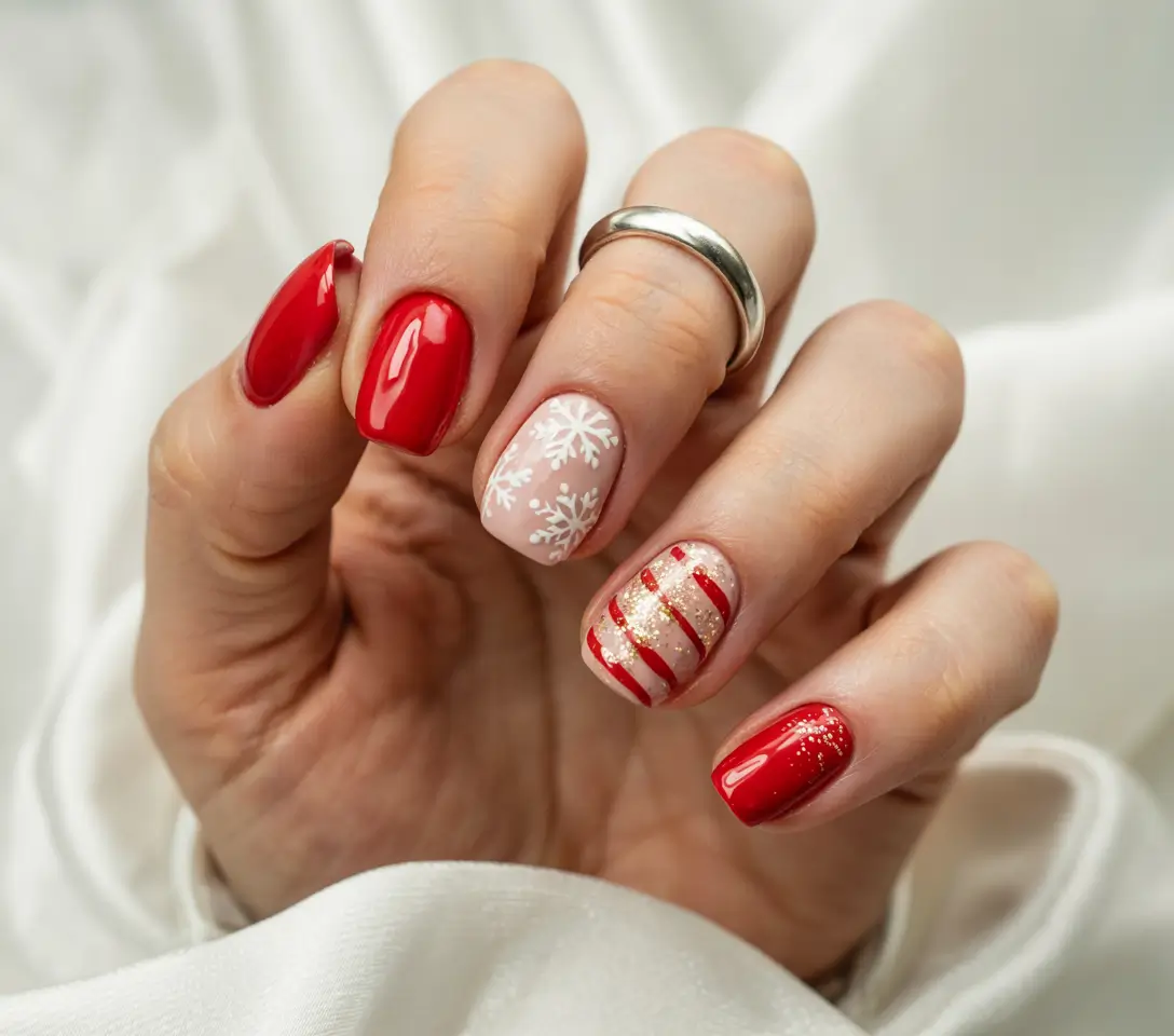 Winter 2025–2026 Nails Ideas Candy Cane Cheer