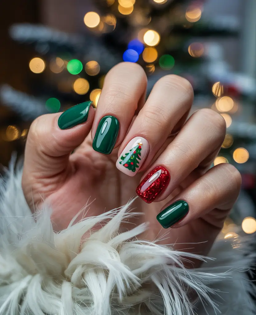 Winter 2025–2026 Nails Ideas Evergreen Glam