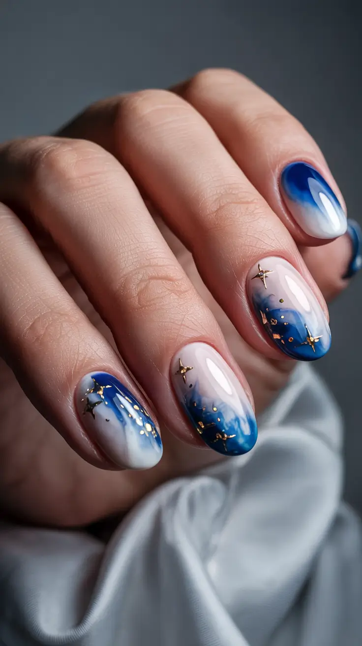 Winter 2025–2026 Nails Ideas Frozen Blue Galaxy