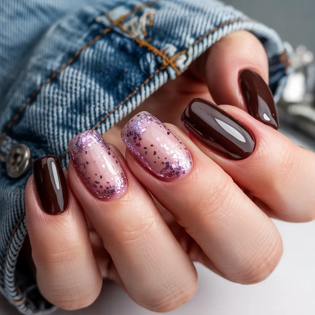 Winter 2025–2026 Nails Ideas Berry Cocoa Shimmer