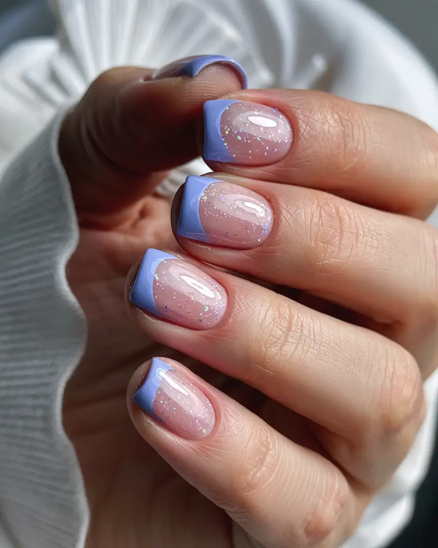Winter 2025–2026 Nails Ideas Frosted Lilac French