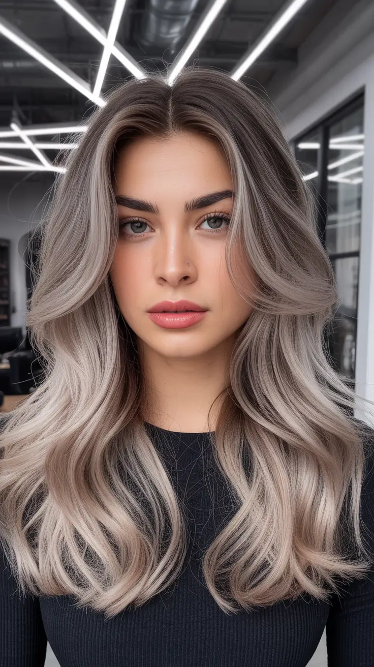 Winter 2025–2026 Trending Hair Colors Smoky Silver Melt