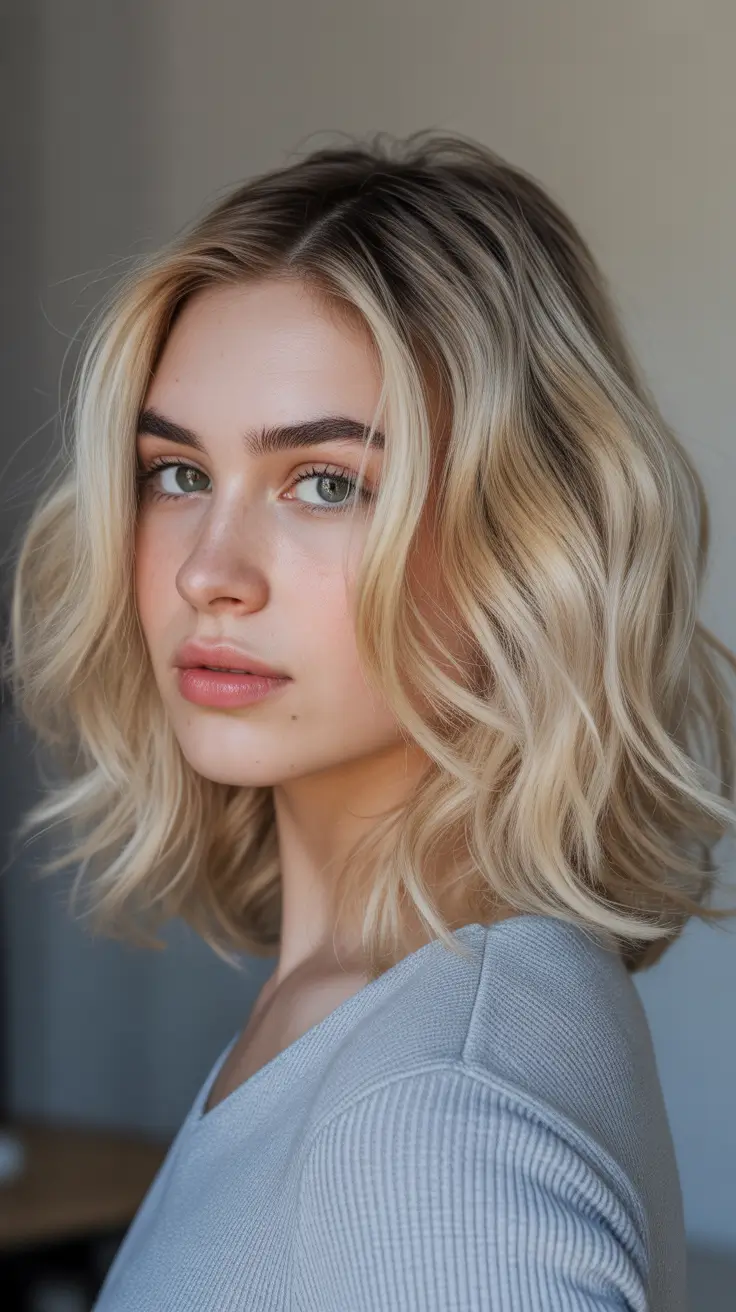 Winter 2025–2026 Trending Hair Colors Textured Blonde Bob