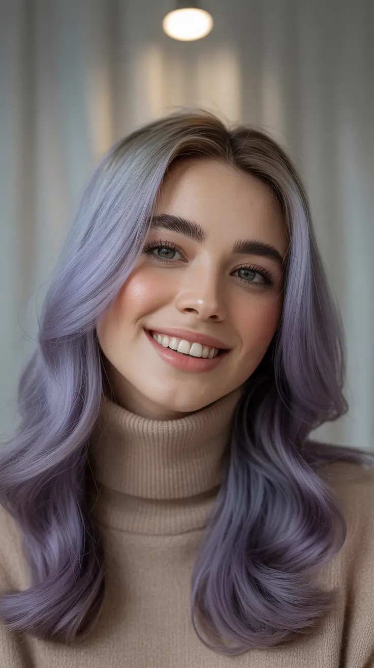 Winter 2025–2026 Trending Hair Colors Frosted Lavender Glow