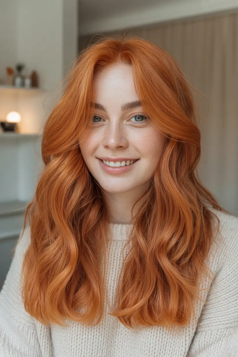 Winter 2025–2026 Trending Hair Colors Copper Red Waves