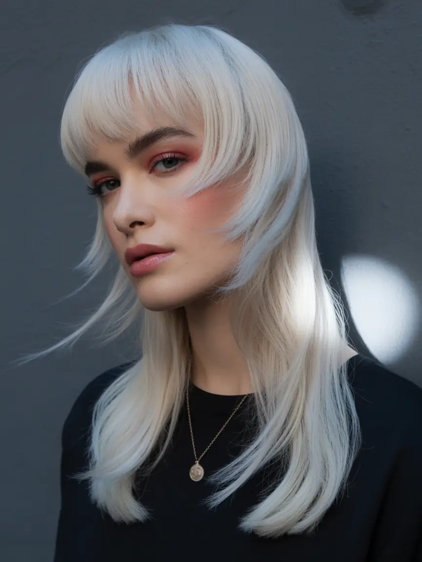 Winter 2025–2026 Trending Hair Colors Platinum Blonde with Edge
