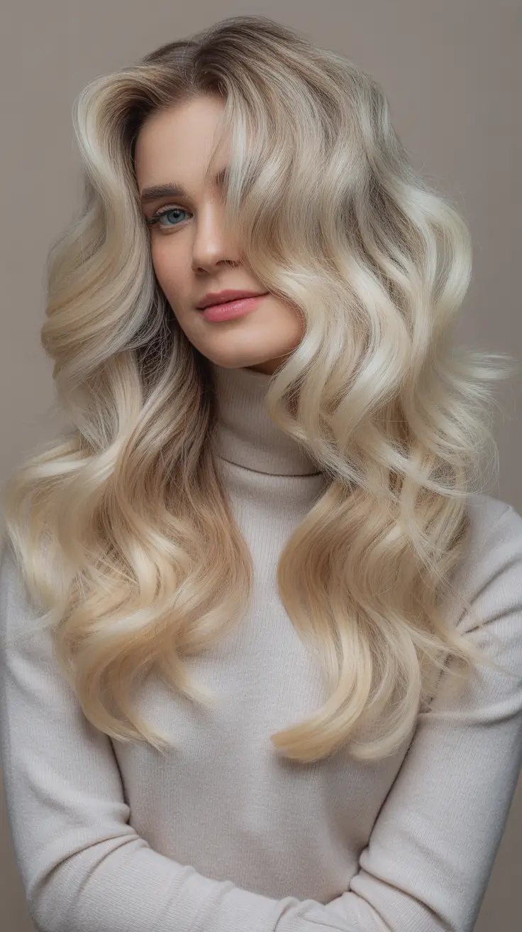 Winter 2025–2026 Trending Hair Colors Soft Blonde Hollywood Waves